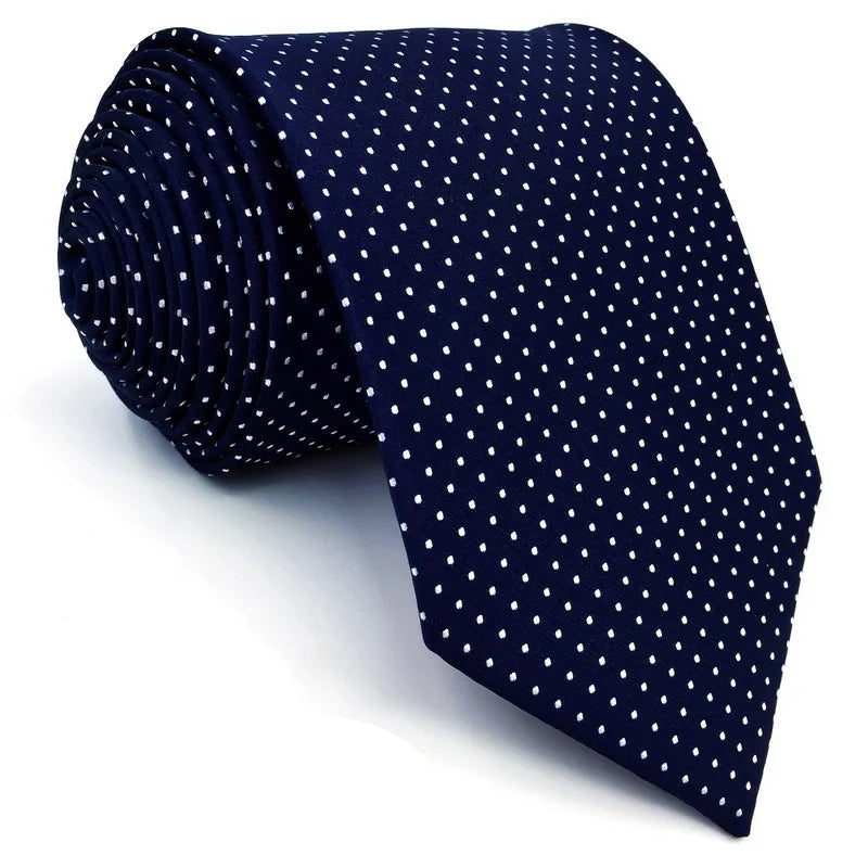 Navy White Dots Slim Tie