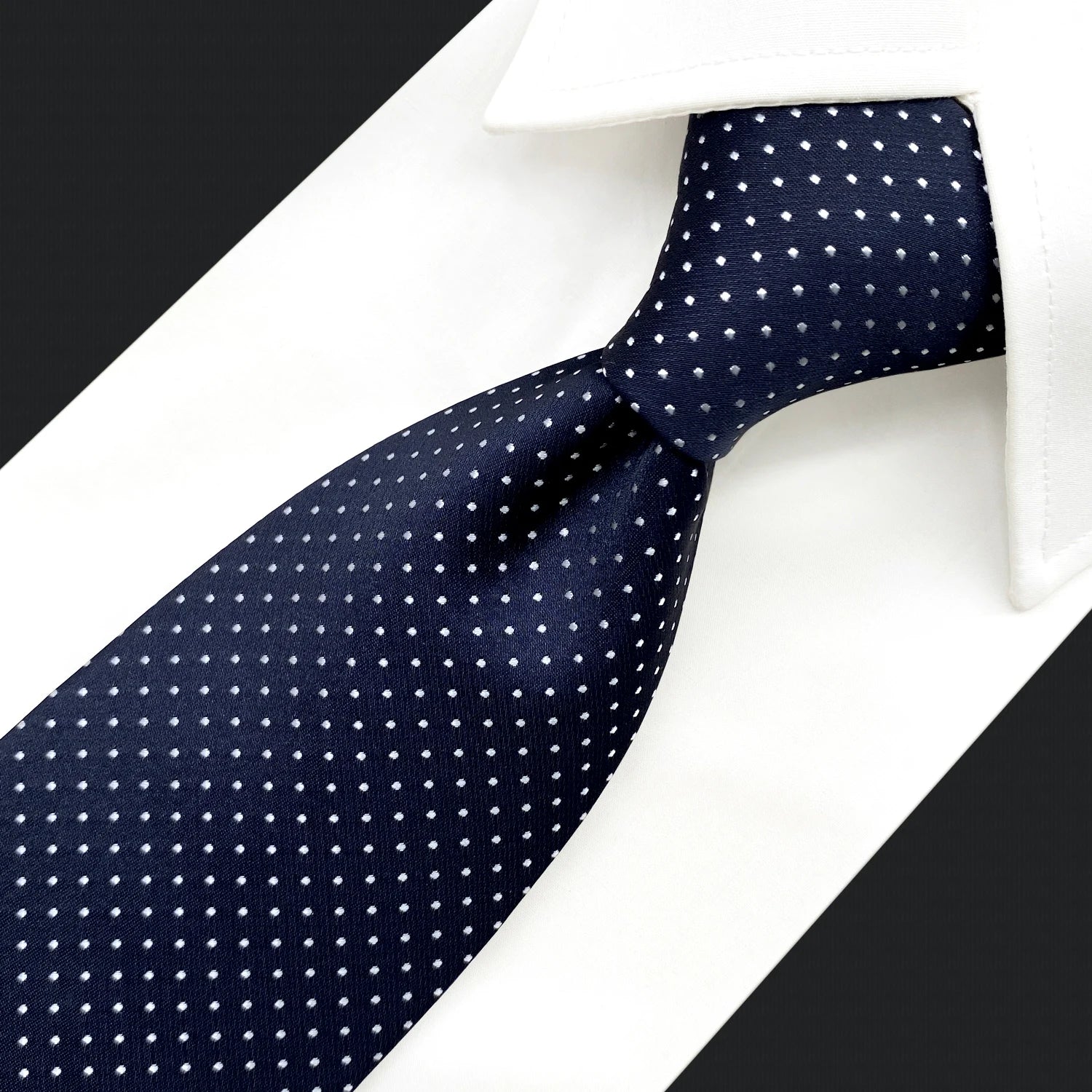 Navy White Dots Slim Tie